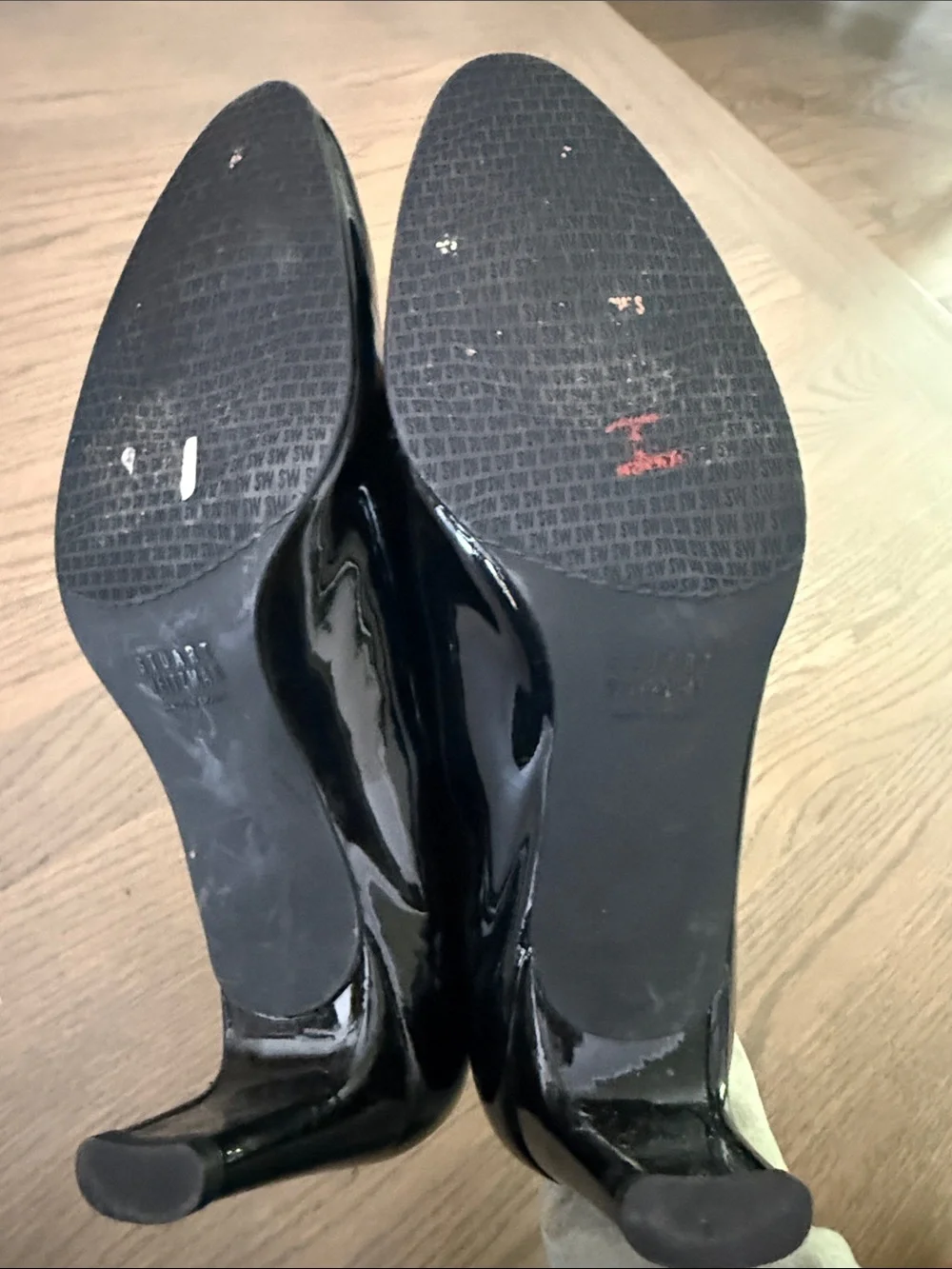 Stuart Weitzman Black Patent Pointed Toe Pumps